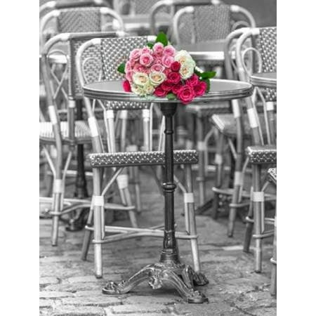 Bunch of Roses on street cafe table in Paris  France Poster Print by Assaf Frank (9 x (Best Cafes In Paris)