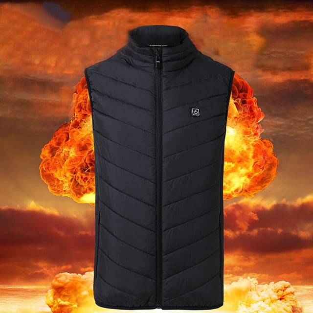 Farfi Hombres invierno USB Seguro Inteligente Constante Temperatura Chaleco Térmico Chaleco Negro Farfi Chaleco