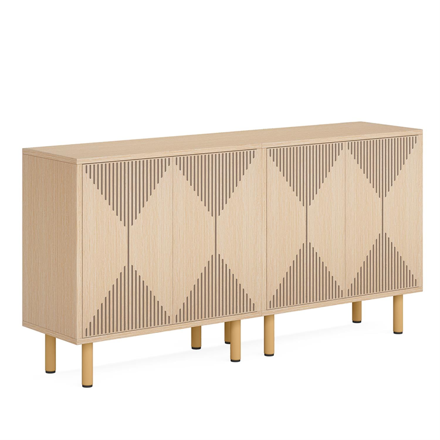 Demi Bonn 59" Sideboard Buffet Storage Cabinet, Modern Credenza Accent Cabinet with Doors, Console Coffee Bar for Kitchen Entryway Living Dining Room, Beige