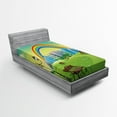 thumbnail image 1 of Ambesonne Colorful Fitted Sheet, Rainbow Beams Flowers, Twin XL Size, Multicolor, 1 of 2