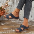 thumbnail image 6 of Caywon Dressy Flat Sandals for Women Comfortable Walking Arch Support Slip on Summer Casual Beach Wide Width Rhinestone Womens flats Slide Sandal Shoes, 6 of 7