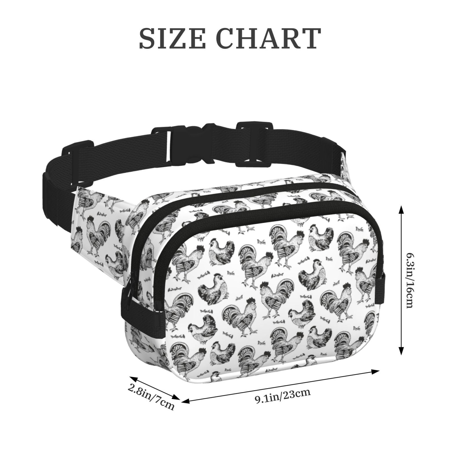 Hirioo Retro Rooster for Double Layer Waist Bag Adjustable Fanny Pack For Travel Running Hiking