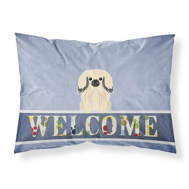Carolines Treasures BB5687PILLOWCASE Pekingnese Cream Welcome Fabric Standard Pillowcase