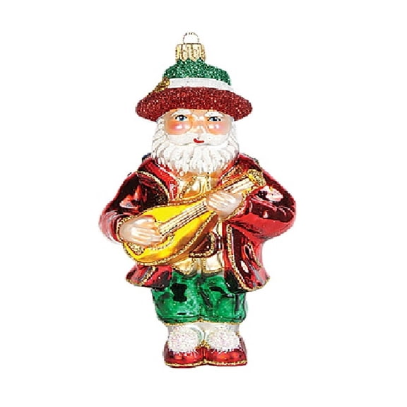 Italian Italy Santa Polish Mouth Blown Glass Christmas Ornament Decoration