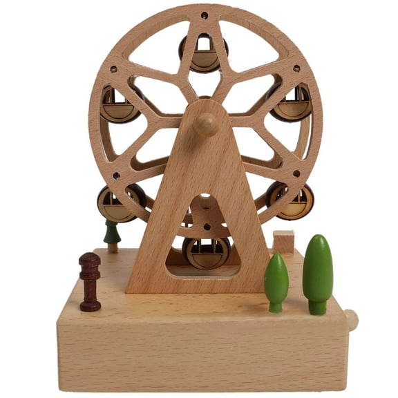 Wooden Ferris Wheel Melody Box, Rotating Decorative Carousel, Handcrafted Beechwood Gift, Unique Adult Home Decor, Exquisite Craftsmanship, Romantic Keepsake