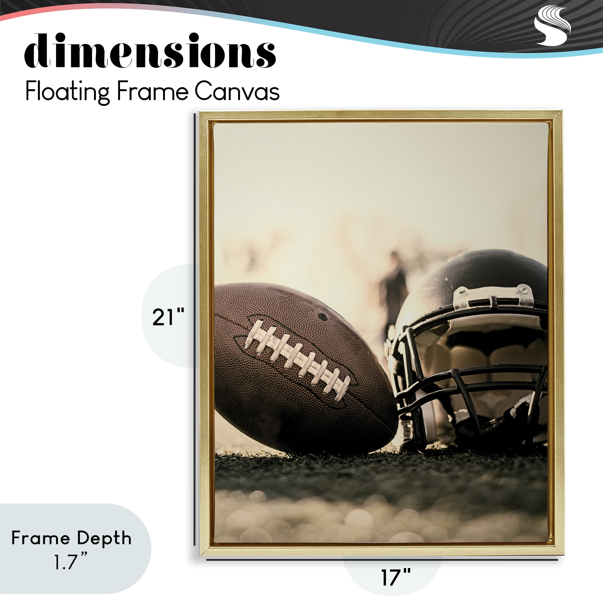 Stupell Industries Football Stand Alone Gold Framed Floater Canvas Wall Art, design by Jesse Keith