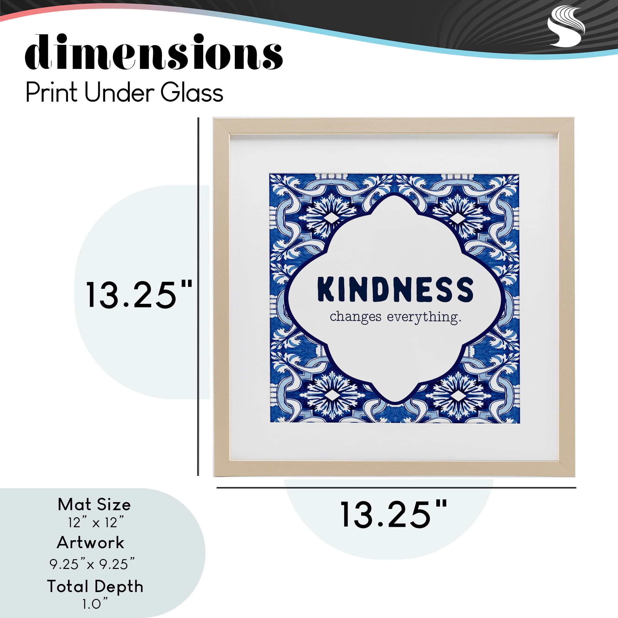 Patterned Kindness Changes Everything Birch Framed Print Under Glass, design by Lettered and Lined
