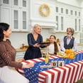 thumbnail image 3 of 5 Pack Premium Patriotic Tablecloth USA Flag Plastic Tablecloth - 108 x 54 in. July 4th Disposable Rectangle Plastic Table Cloth Decorative Rectangle Table Cover - Disposable Table Cloths For Parties, 3 of 8