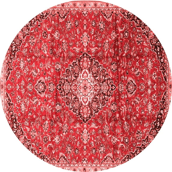 Ahgly Company Indoor Round Medallion Red Traditional Area Rugs, 8' Round