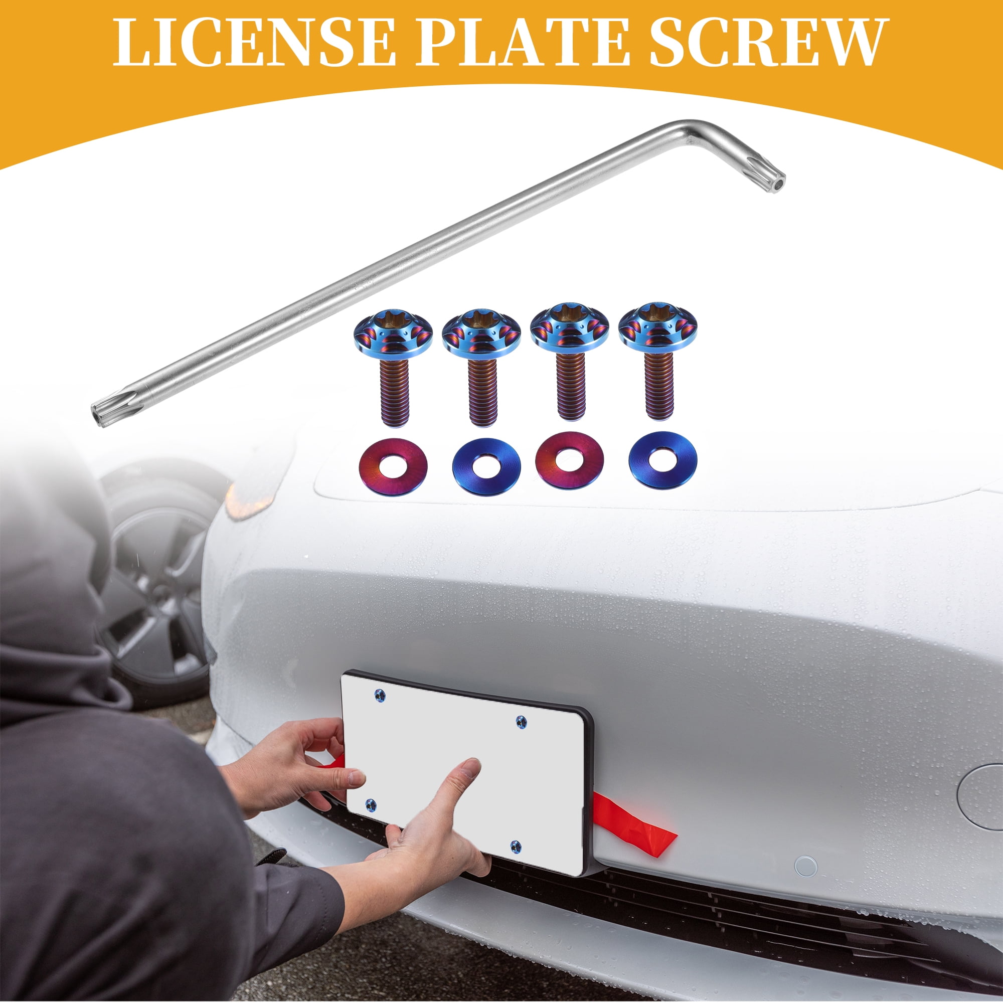 Unique Bargains Universal Anti Theft License Plate Screws with Washers Deep Blue