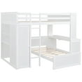 thumbnail image 4 of JERFIT size Loft Bed with a twin size Stand-alone bed Shelves Desk and Wardrobe-White, 4 of 10
