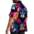 thumbnail image 3 of Cat Men's Short Sleeve Beach Shirts, Casual Printed Poplin Button Down, Unisex Summer Hawaiian Shirt, 3 of 6