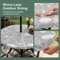 thumbnail image 5 of Round Outdoor Tablecloth with Umbrella Hole and Zipper, Grey Wildflowers Tablecloth with Elastic Waterproof, Farmhouse Floral Botanical Leaves Patio Table Covers for 36" - 44" Picnic Pool Tables, 5 of 9
