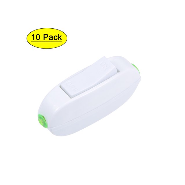 Interruptor de cordón en línea Uxcell AC 250V 4A On-Off SPDT Interruptor de palanca en línea para lámpara de mesa del dormitorio 10Pack