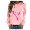 thumbnail image 3 of VKOYWKM Breast Cancer Survivor T Shirt for Women Long Sleeve Shirts Pink Ribbon Graphic Fight Cancer Shirt Breast Cancer Crew Neck Pullover Fall Blouses, 3 of 5