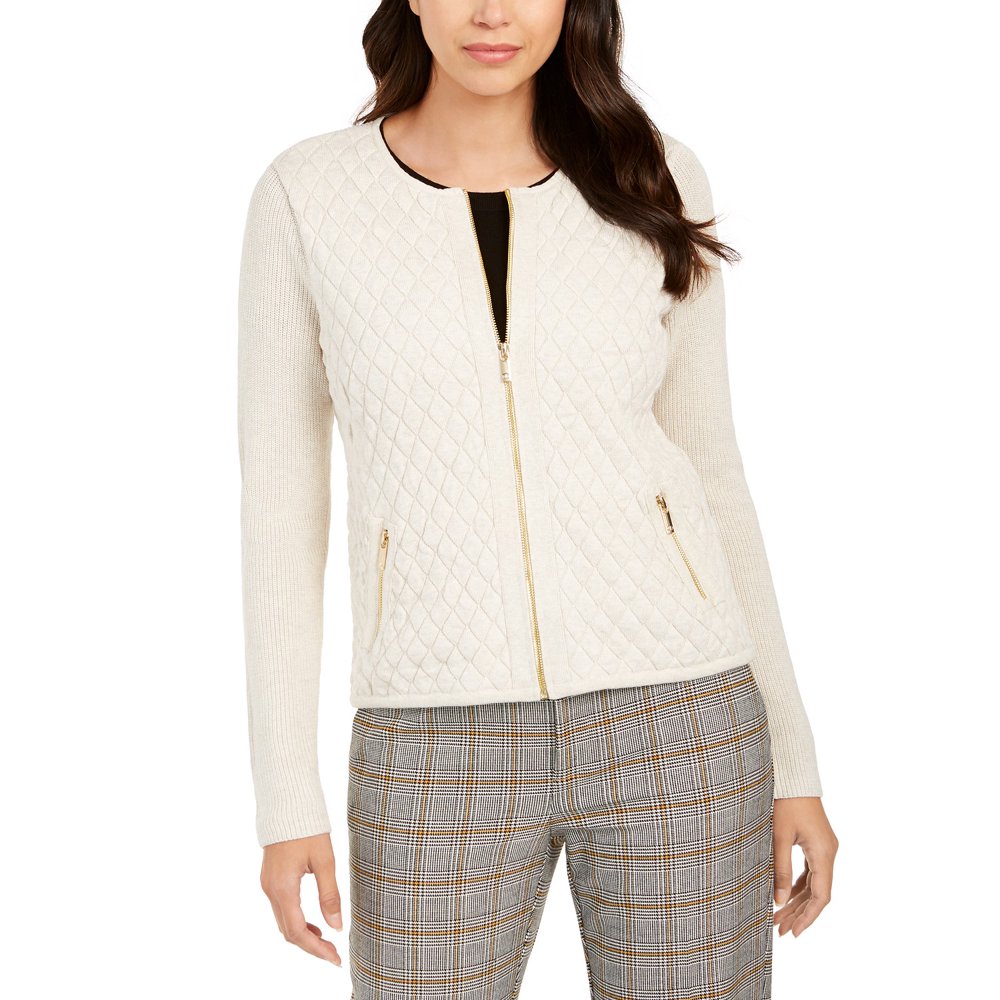 Charter Club Charter Club Women's Cotton Quilted ZipFront Cardigan