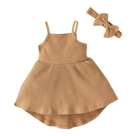 

KI-8jcuD Easter Dress Baby Girl Baby Girl Solid Color Strip Suspender Dress for Little Girl Summer Princess Dress Clothes Frilly Girl Dresses First Birthday Dresses 2T Thanksgiving Outfit Girl Impor