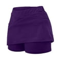 thumbnail image 2 of Fulijie Swing Dress for Women, Solid Color Tennis Sport Activewear Culottes for Women, Size S-5XL, Big&Tall Purple, Women's Pocket Pants Solid Mid Waist Culottes Short Skirts Skinny Pants, 2 of 8