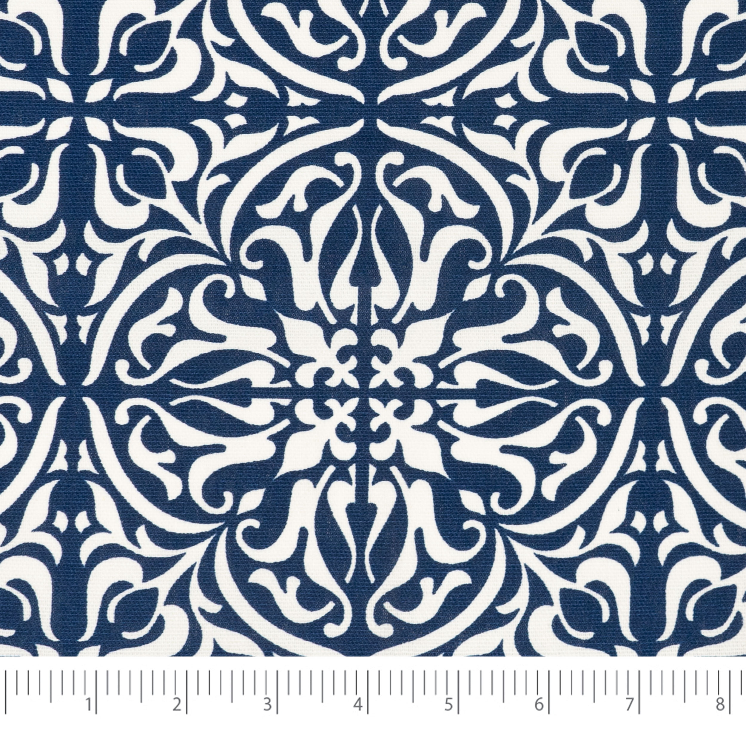 Waverly Inspirations 2 Yard Cut 100% Cotton Duck Print Fabric Tile Navy, 45" Wide for Quilting & Sewing