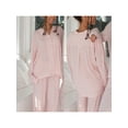 thumbnail image 2 of Rdhnmea Women 2 Piece Floral Pajamas Lounge Set Y2K Long Sleeve Shirt Wide Leg Pants Sleepwear Pj Matching Sets, 2 of 9
