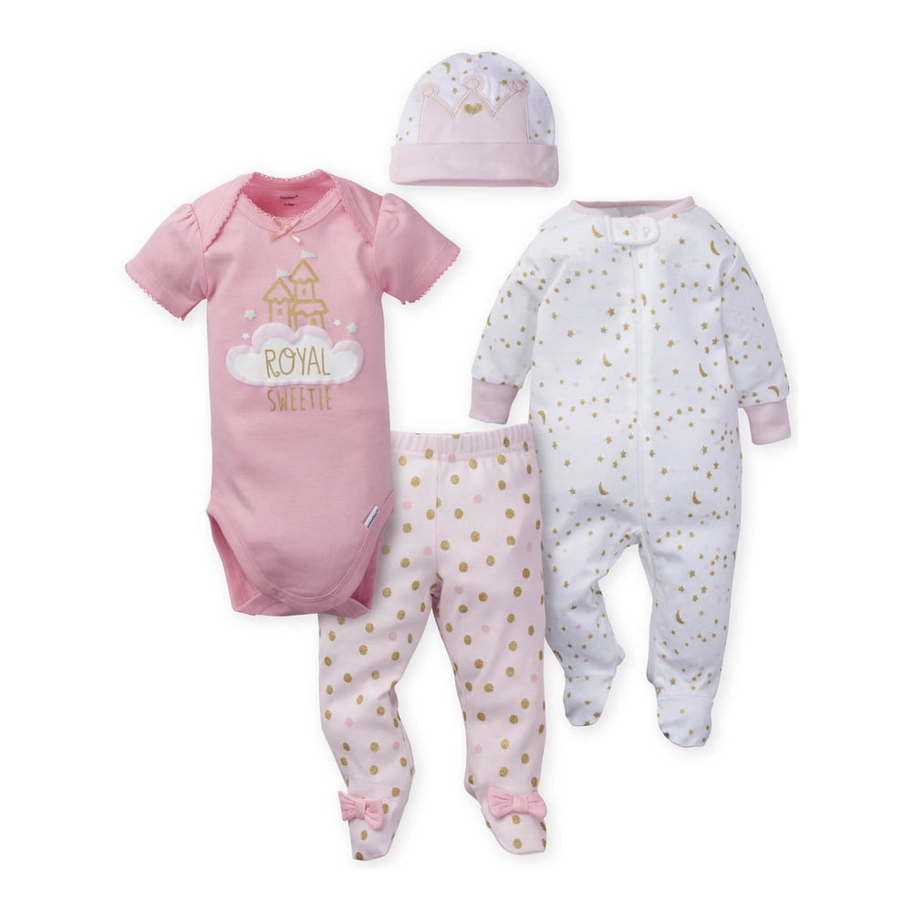 Gerber Gerber Baby Girl Onesies Bodysuit, Sleep N Play, Pants & Cap