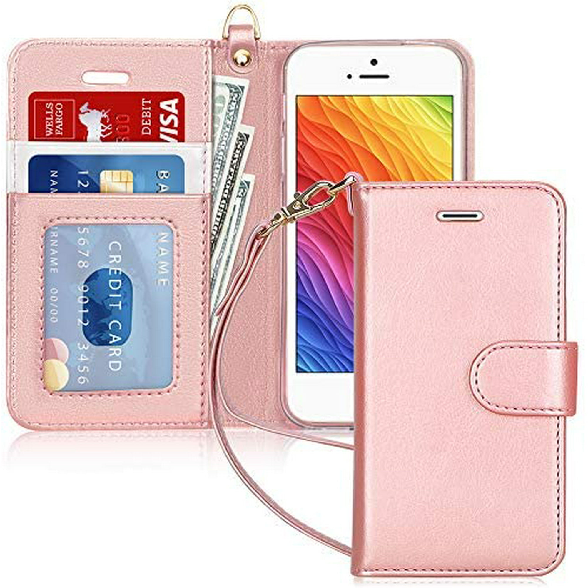 iPhone SE Case, iPhone 5S Case, iPhone 5 Case, Series] Premium PU Leather Wallet Flip Case Stand Cover | Walmart