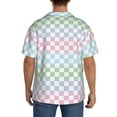 thumbnail image 3 of Sikiie Colorful Checkerboard Men's Wrinkle Free Untucked Cuban Shirt Business Casual Button Down Shirts Short Sleeve ShirtMedium, 3 of 5