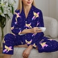 thumbnail image 6 of Pajama Sets for Women 2 Pcs, Winged horse purple starry sky Button Down Long Sleeve Sleepwear Lounge PJ Sets, 6 of 6