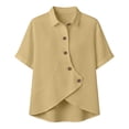 thumbnail image 6 of 2026 Womens Button-front Henley Shirts Lightweight Collared Plain Elbow Sleeve Clothes Top Dressy Vacation Casual Summer Outfits, 6 of 6