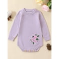 thumbnail image 2 of Bslissey Baby Girls Casual Sweater Romper 3M 6M 12M 18M 24M Long Sleeve Floral Embroidery Knit Jumpsuit Newborn Infant Cute Bodysuit Knitwear Daily Clothes, 2 of 8