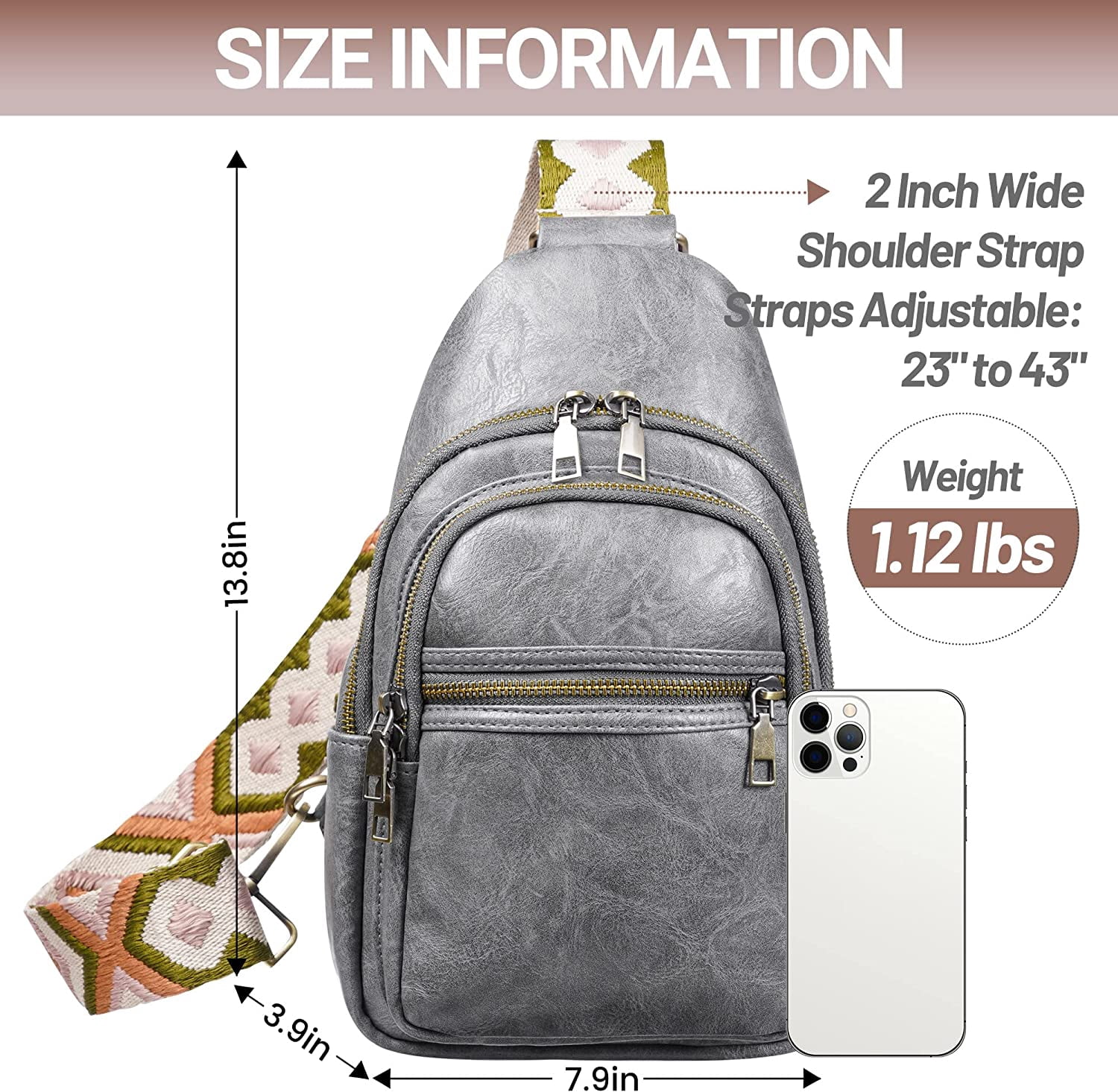 Sling Bag for Women PU Leather Sling Bags for Women Crossbody Fashion Sling Backpack Multipurpose Chest Bag for Women