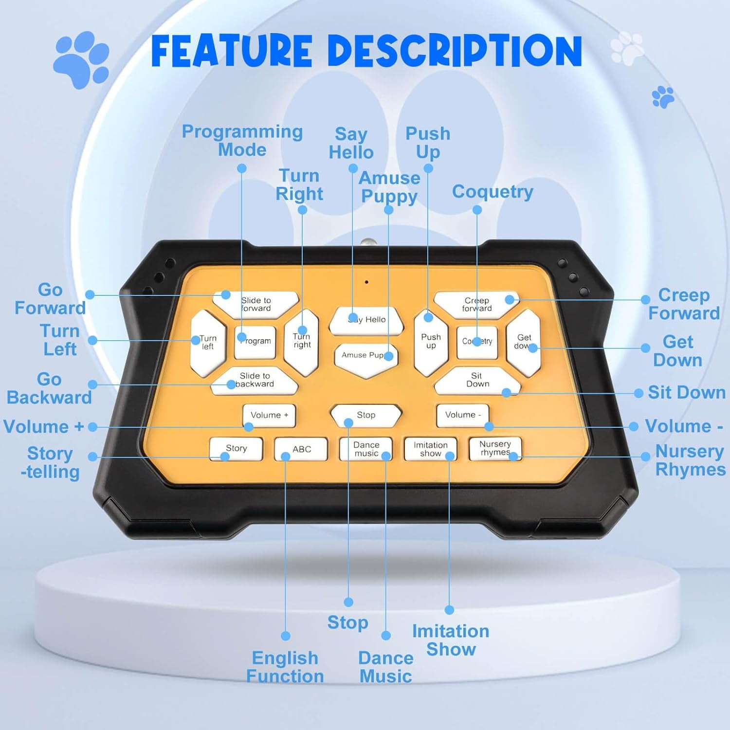 Dammyty Robot Dog for Kids, Smart Programmable Remote Control Robot Dog Toy with Interactive Touch, Singing Dancing Robot Toys with LED Eyes, Volume Control