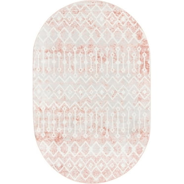 Rugs.com Bohemian Trellis Collection Rug – 5' x 8' Oval Dusty Rose Low Rug Perfect For Living Rooms, Large Dining Rooms, Open Floorplans