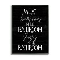 Stupell Industries What Happens In The Bathroom Graphic Art Black Framed Art Print Wall Art, Design by Lil' Rue