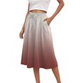 thumbnail image 2 of vigerkar Women's Boho Floral Print Elastic High Waist A Line Flowy Swing Elegant Midi Skirt Brick Red, XL, 2 of 6