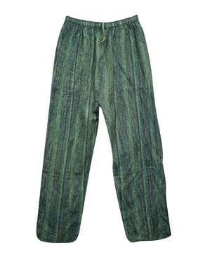 Mogul Green Yoga Pant Stripe Loose Trouser With Elastic Waistband Summer Comfy Workout Pants