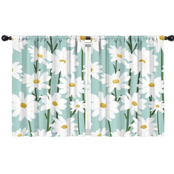 Blackout Kids Curtains,Teal Daisy Flower White Blooms Pattern Childrens Insulated Curtains Set Of 2,Bedroom Essentials,Toddler Room Decor 42"x54"
