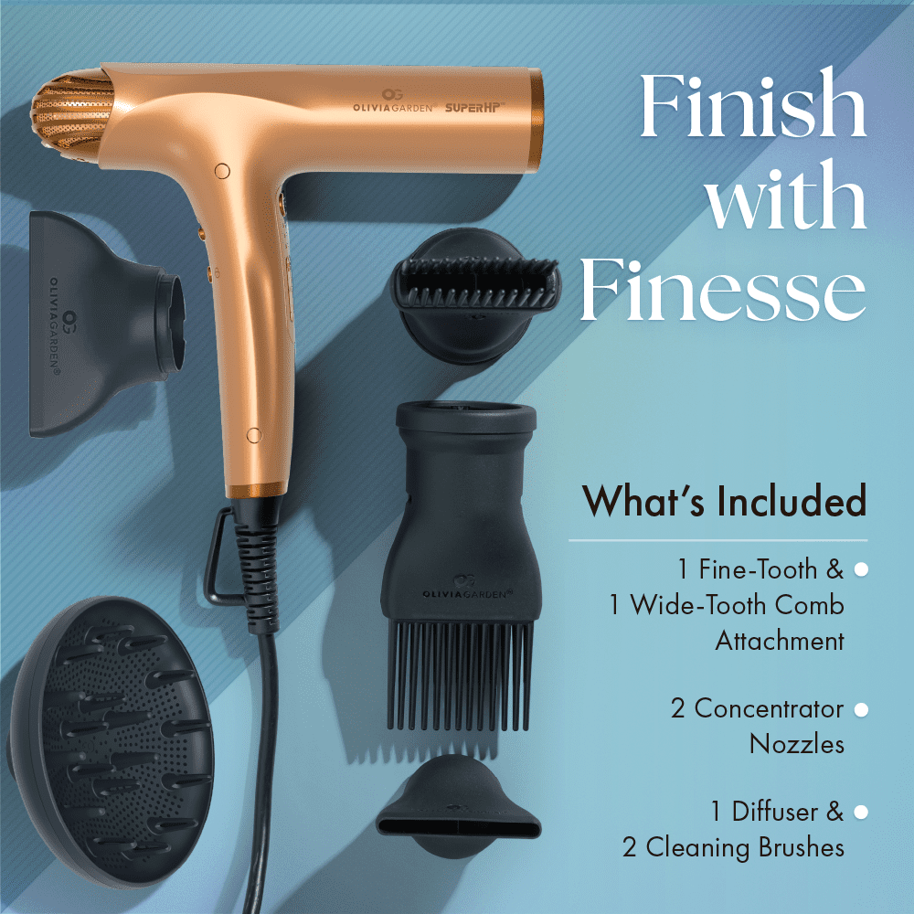SuperHP Bronze Special Edition Hair Dryer (with two comb attachments, two nozzles, two cleaning brushes and diffuser)