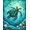 Teal Blue Green Gold, Pattern 7, variant on ODIKA 8'x10' Washable Area Rug Non-Slip Chair-Friendly Mat Nautical Turtle Stained Mosaic Ocean Border Entryway Teal Beachy for Dining Room, Large Office, Lounge