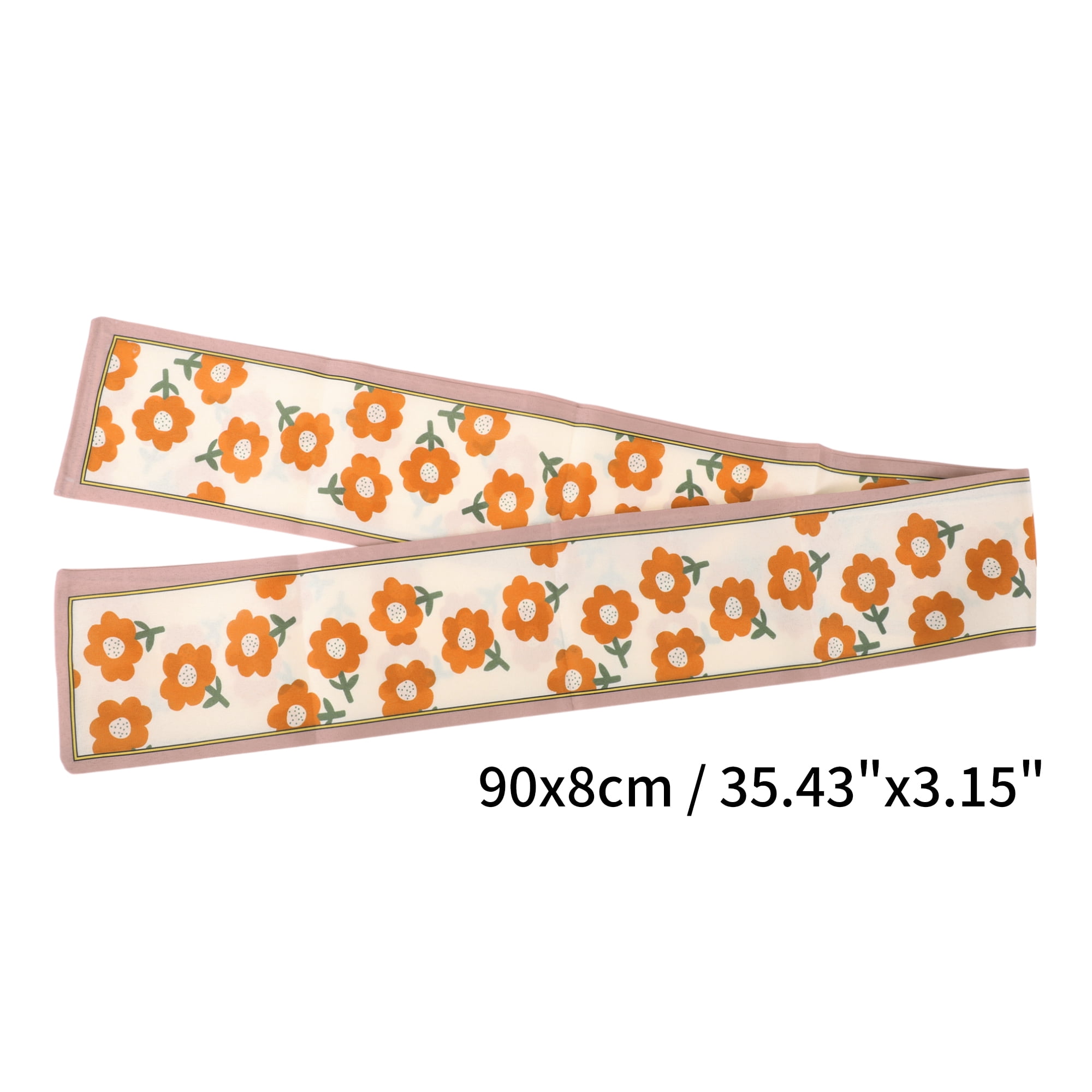 Unique Bargains Floral Satin Headband 1 Pc Coffee Color Orange