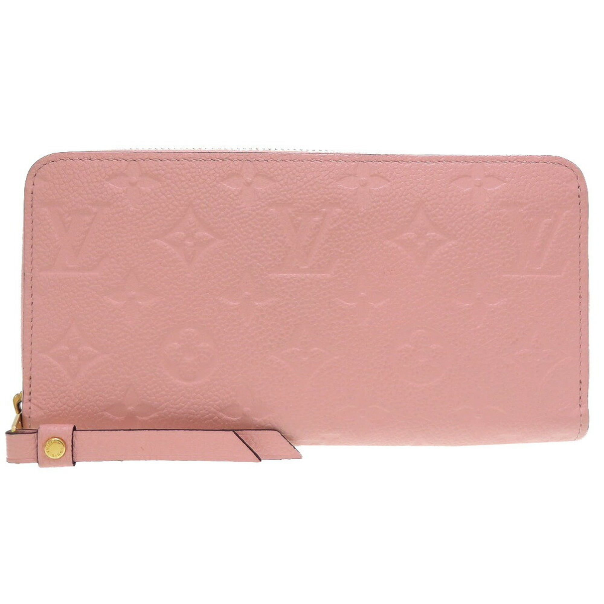 Authenticated Used Louis Vuitton Monogram Implant Zippy Rose Poodle M64090  Round Long Wallet 