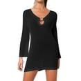 thumbnail image 1 of Vestido de playa de manga larga con detalle de anillos para mujer - Diseño con lazo en la espalda - Prenda sexy para el verano - Tejido transpirable, 1 of 2