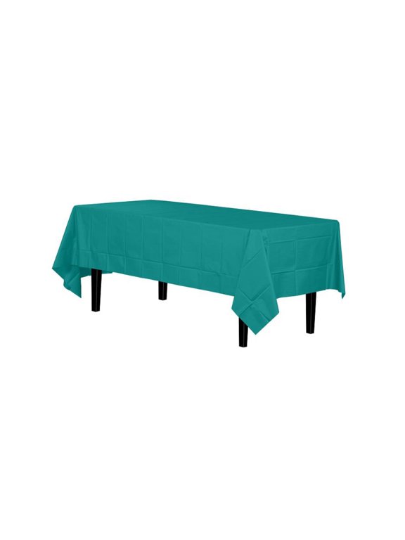 Teal Table Cover - Plastic Disposable - 54in. x 108in. Rectangle - 1 Piece (fdp90022)