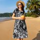 thumbnail image 4 of Balery Gothic Skull Floral Art Vestidos sueltos de manga corta para mujer, vestidos de verano 2025, vestidos casuales de corte A con vuelo., 4 of 6