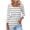 Gray, variant on Staron Women's 3/4 Sleeve Striped Casual Loose Tunic Top Curved Hem Print Tshirt Blouse, Gray S