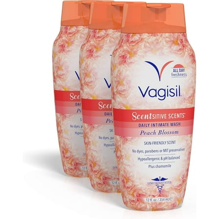 Vagisil Sensitive Scents Feminine Wash, Peach Blossom 12 fl. oz., 3 Pack