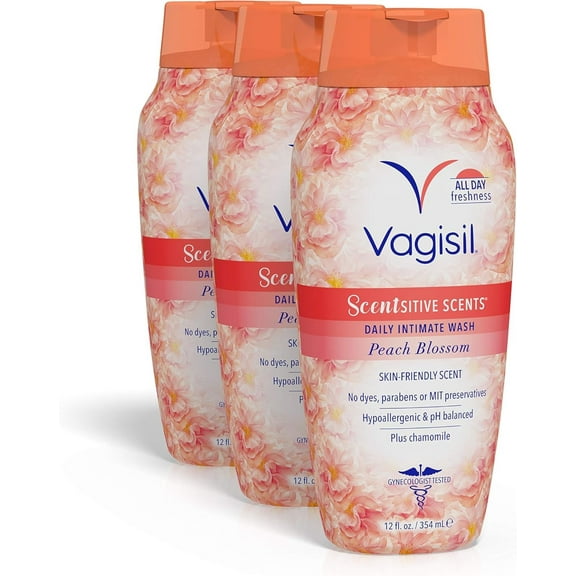 Vagisil Sensitive Scents Feminine Wash, Peach Blossom 12 fl. oz., 3 Pack