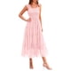 thumbnail image 1 of Vestido Midi de Tul con Fruncido y Sin Mangas en Rosa Claro PRETTYGARDEN Talla S, 1 of 9
