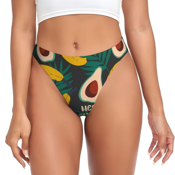 Balery Banana And Avocado Tangas de Algodón para Mujer con Estampado – Ropa Interior Sexy, Transpirable, G-string-Medium