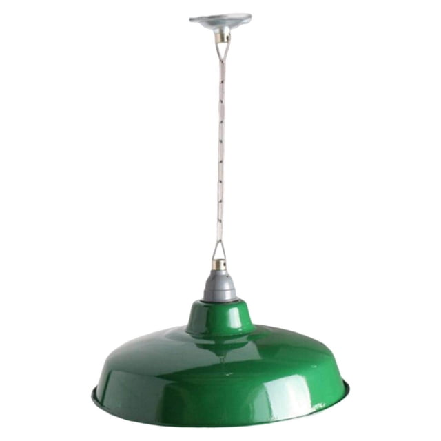 Langgg Vintage Enamel Light Shade Bulb Guard Green Replacement Multi Functional 35cm Shallow